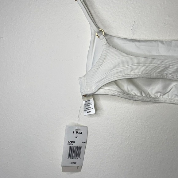 L*SPACE Womens Sz Medium White Piper Bikini Top - Picture 7 of 9